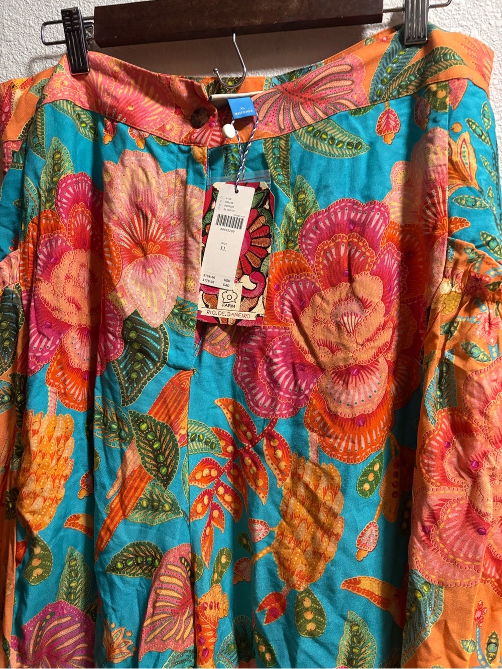 FARM Rio Turquoise Floral Bermuda Shorts with Pink & Orange Blooms - Picture 3 of 3